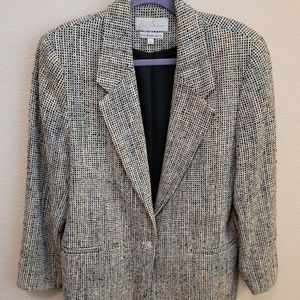 Blue,black, and cream handwoven silk blazer